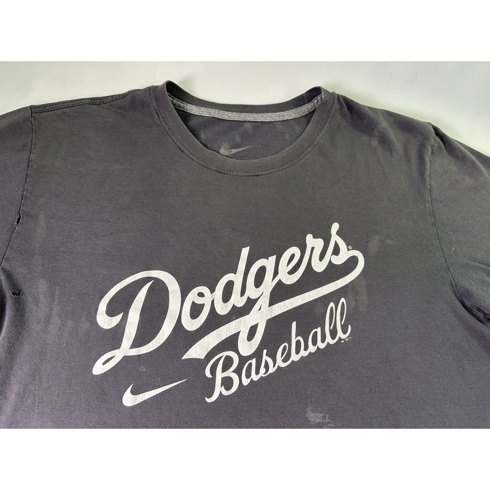 Nike Team Los Angeles Dodgers Baseball Shirt Medium Gray Distressed MLB Tee